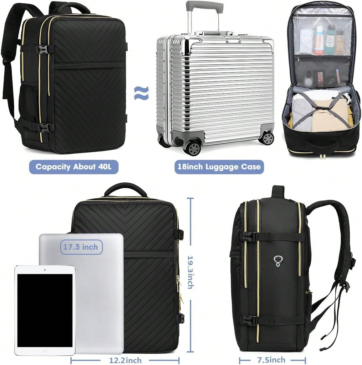 Grote handbagage reisrugzak -  - Travel Backpack Anti Theft recensie en prijs